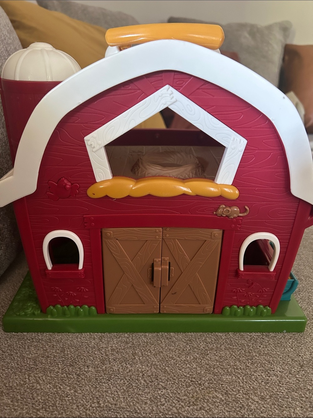Red Play Barn Toy with Brown Doors - Kids Farm Playset